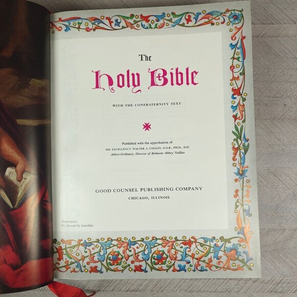 Catholic Deluxe Edition Holy Bible 1961 Vintage Hardcover Confraternity - Picture 3 of 11